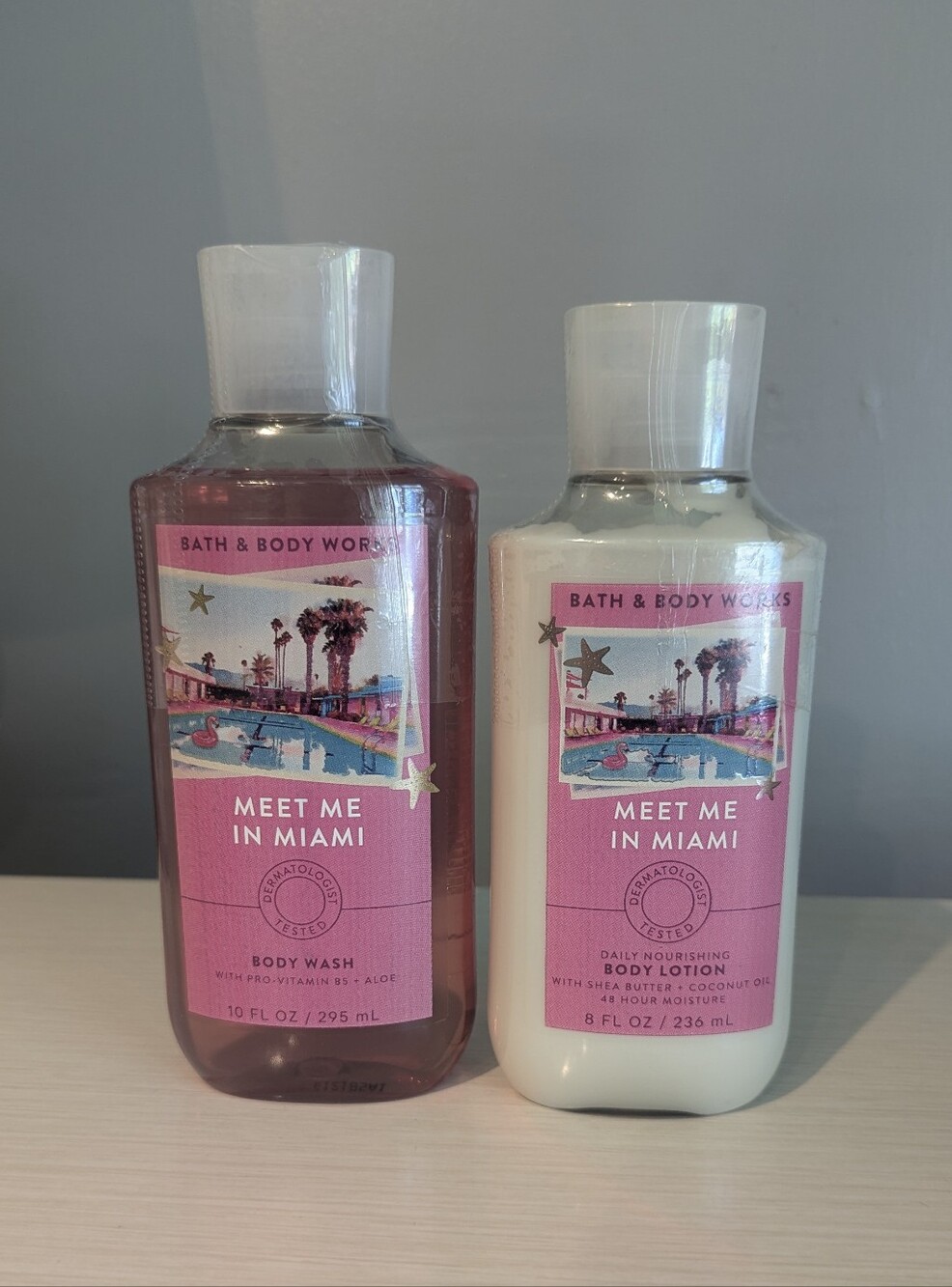 Bath & Body Works Meet Me in Miami Body Wash & Lotion Set - Pink & White